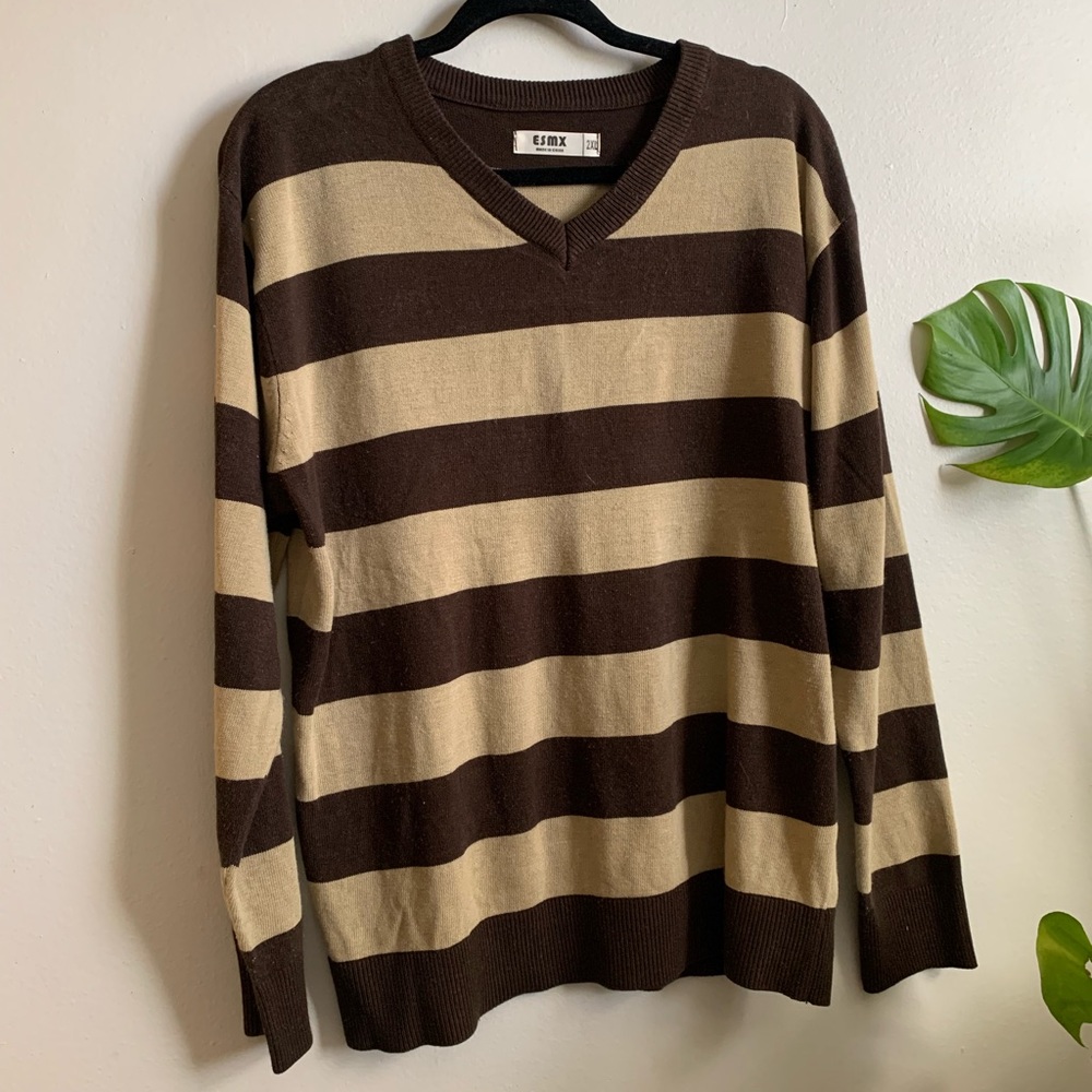 brown/tan striped sweater